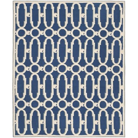 Safavieh Newport Hand Hooked Medium Rectangle Rug- Royal Blue - White- 5 ft. 6 in. x 8 ft. 6 in. NPT434C-6